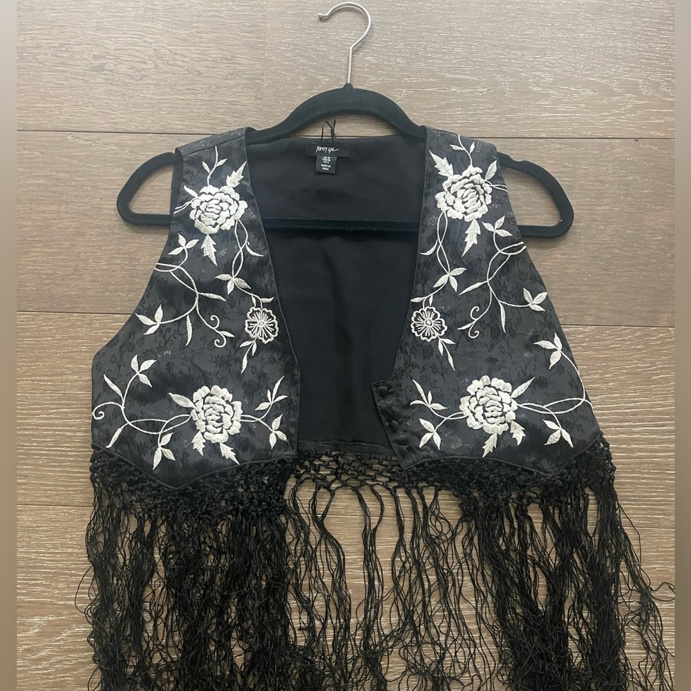 Nasty Gal fringe black vest